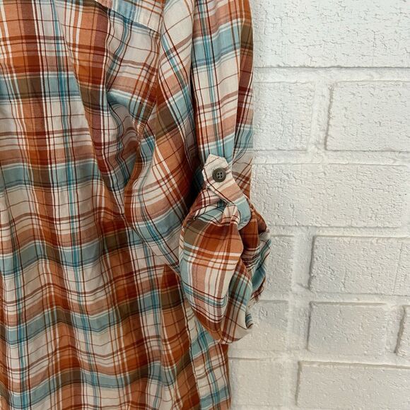Wolverine Boots Button Up Shirt Mens Medium Plaid Button Collar Roll Sleeve - Picture 7 of 12
